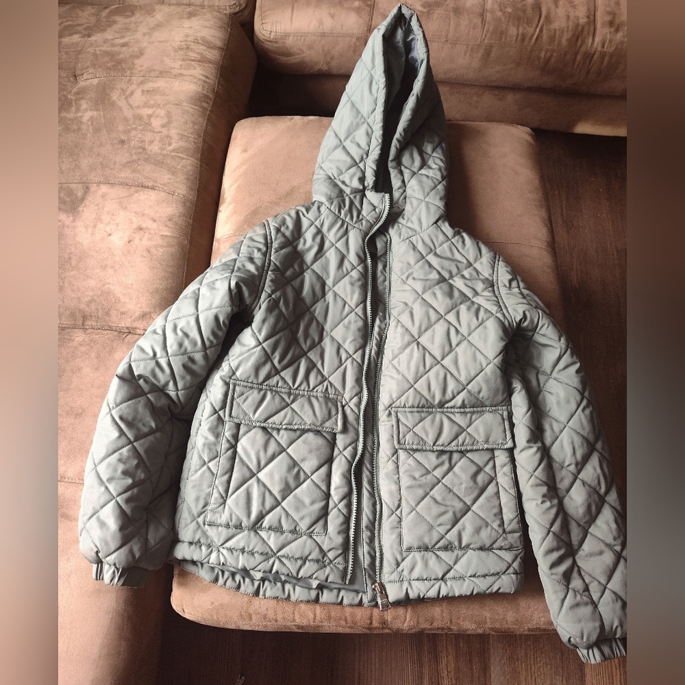 Madden Girl, Quilted Kids Jacket in Sage Green, Size 14-16